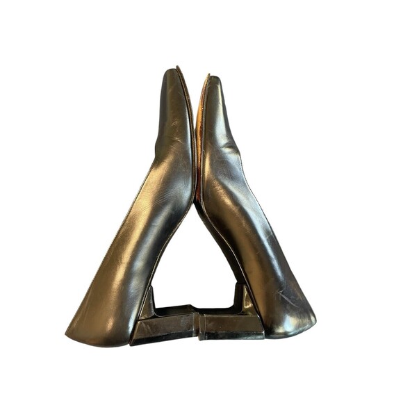 Stuart Weitzman Shoes Womens 8AAA Narrow Black Leather Pumps Square Toe Heels - Picture 5 of 12